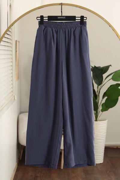 Beli Lastikli Rahat Verev Modal Pantolon İndigo