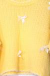 Kurdela Detaylı Kısa Triko Kazak Sarı