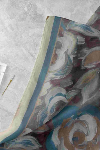 Glamur Gül Desenli Şal İndigo