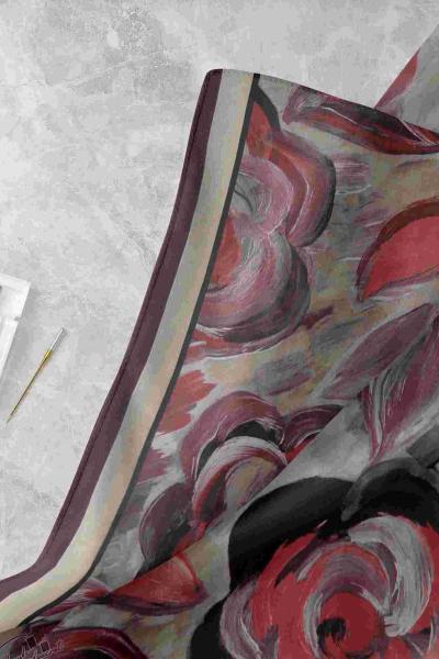 Glamur Gül Desenli Şal Mürdüm