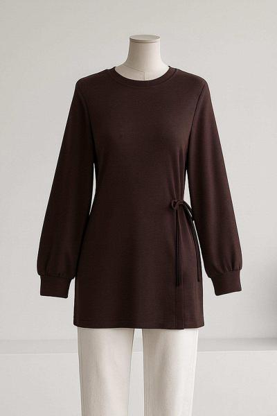 Yandan Bağlamalı Aysho Tunik Kahve