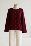 Sıfır Yaka Taş Detaylı Viskon Tunik Bordo