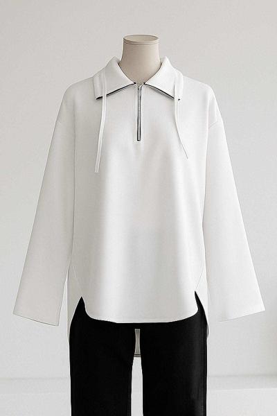 Arkası Uzun Polo Yaka Fermuarlı Oysho Tunik Ekru