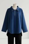 Arkası Uzun Polo Yaka Fermuarlı Oysho Tunik İndigo