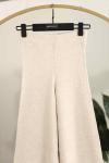 Beli Lastikli Bol Paça Basıc Triko Pantalon Natural