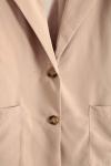 Çift Cepli Astarlı İki Düğmeli Oversıze Ceket Bej