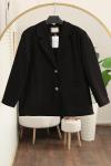 Çift Cepli Astarlı İki Düğmeli Oversıze Ceket Siyah