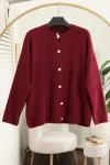 Altı Düğmeli Yumoş Angora Hırka Bordo