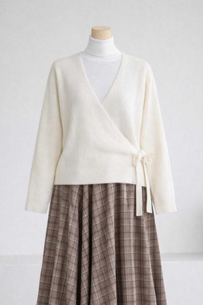 Tek Bağlamalı Triko Hırka Ekru