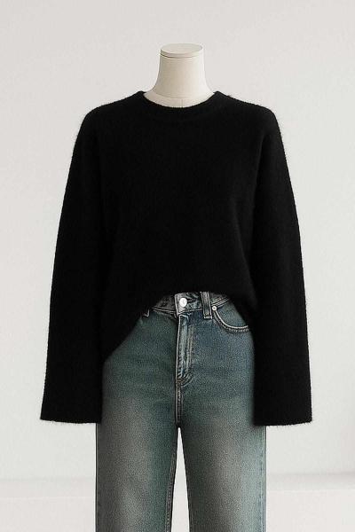 Bol Kollu Basıc Yumoş Angora Kazak Siyah