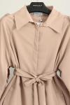 Taş Detaylı Kolu Beli Kuşaklı Trençkot Bej