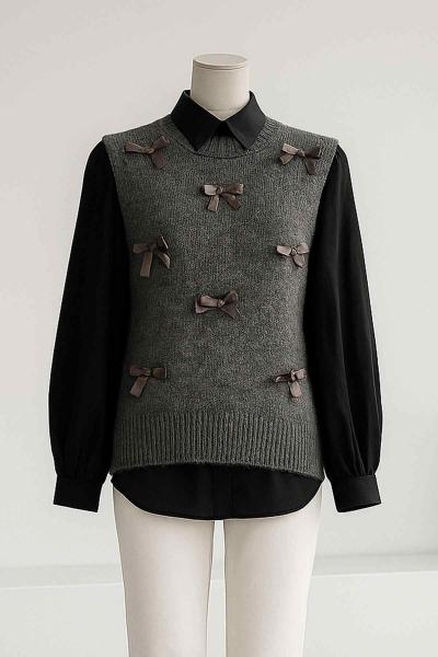 Kurdela Detaylı Triko Süveter Antrasit