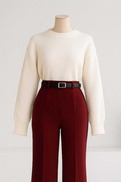 Sıfır Yaka Basıc Triko Kazak Kemik