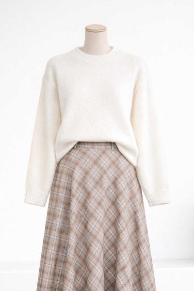 Sıfır Yaka Basıc Triko Kazak Kemik