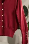 Düğmeli Kolları Çıtçıtlı Corsman Triko Hırka Bordo