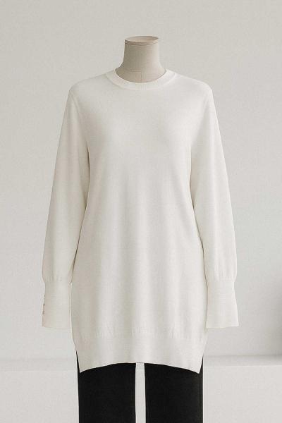 Arkası Uzun Kolları Çıtçıtlı Corsman Triko Tunik Ekru
