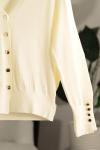 Düğmeli Kolları Çıtçıtlı Corsman Triko Hırka Ekru