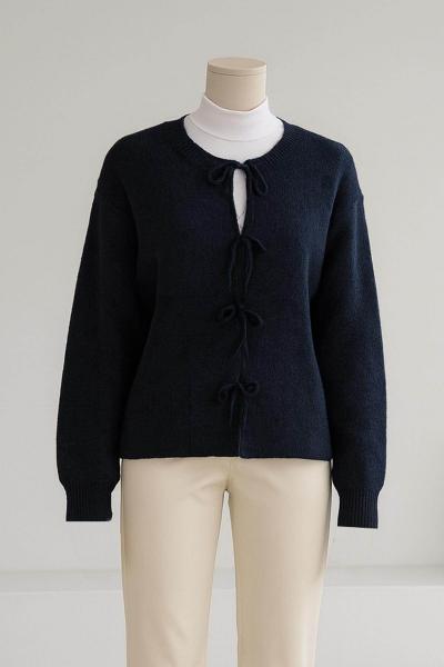 Dört Bağlamalı Triko Hırka Lacivert