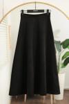 Kloş Fermuarlı Süet Etek Siyah