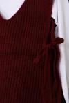 Yanları Bağlamalı Selanik Triko Süveter Bordo