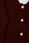 Üç Düğmeli Ajurlu Triko Hırka Bordo