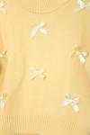 Sıfır Yaka Kurdela Detaylı Triko Kazak Sarı
