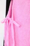 Yanları Bağlamalı Selanik Triko Süveter Pembe