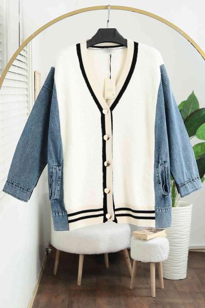 Kedi Sakal Kot Garnili Ceket Ekru