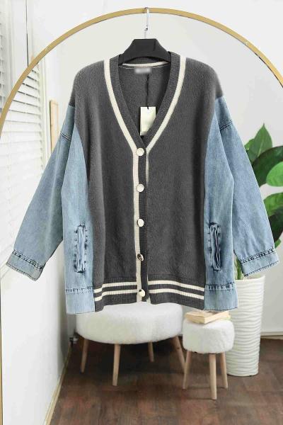 Kedi Sakal Kot Garnili Ceket Gri