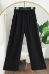 Beli Lastikli Bol Paça Tesla Modal Pantolon Siyah