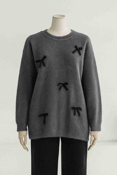 Kurdela Fiyonk Detaylı Yumoş Angora Kazak Füme