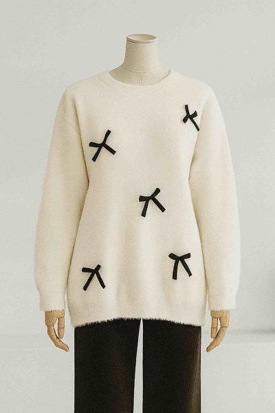 Kurdela Fiyonk Detaylı Yumoş Angora Kazak Krem