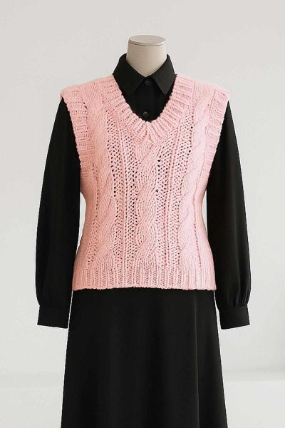 El Örgüsü Vıktorıa Triko Süveter Pembe