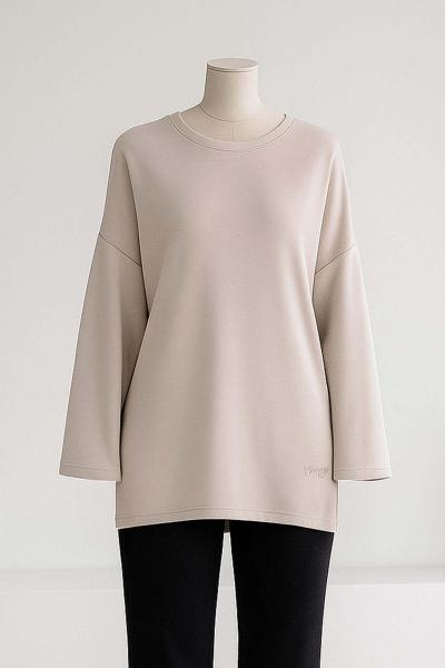 Kalp Nakışlı Yırtmaçlı Modal İkiip Tunik Vizon