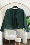 Çift Cepli Biyeli Kaşe Kısa Ceket Zümrüt
