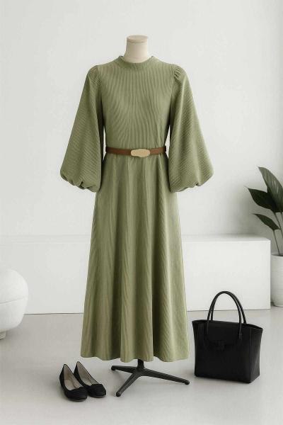 Balon Kollu Fitilli Kemerli Elbise Adaçayı