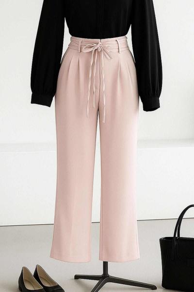 Çift Bağlamalı Bol Paça Dabıl Pantolon Bej