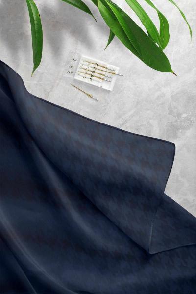 Kazayağı Desenli Jakar Şal Lacivert