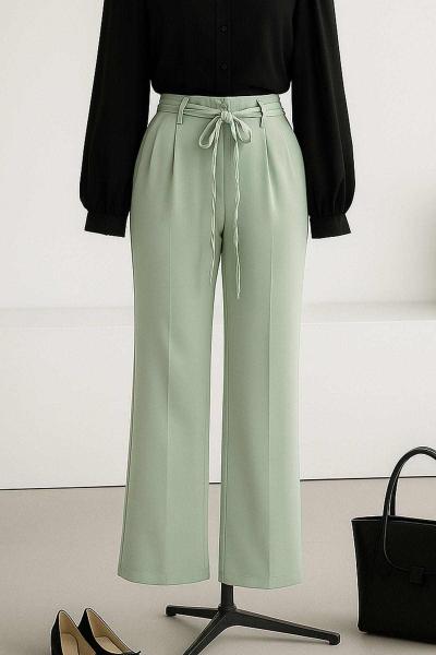 Çift Bağlamalı Bol Paça Dabıl Pantolon Mint