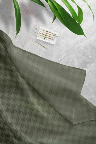 Kazayağı Desenli Jakar Şal Yağ Yeşili