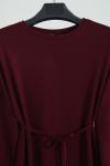 Kolları Bağlamalı İnce Kuşaklı Modal İkiip Elbise Bordo