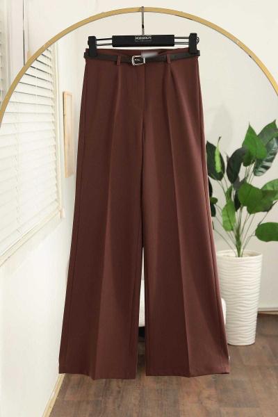Kemerli Bol Paça Dabıl Pantolon Kahve