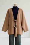 Önü İki Bağlamalı Buklet Ceket Camel