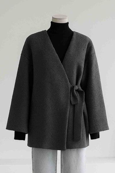 Yandan Bağlamalı Buklet Ceket Antrasit