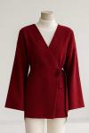 Yandan Bağlamalı Buklet Ceket Bordo