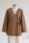 Yandan Bağlamalı Buklet Ceket Camel