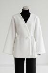 Yandan Bağlamalı Buklet Ceket Ekru