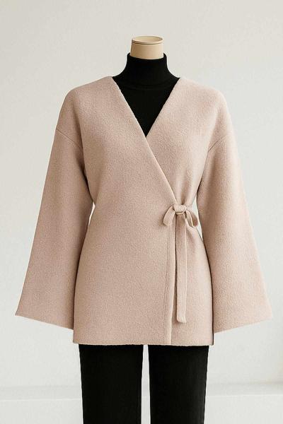 Yandan Bağlamalı Buklet Ceket Taş