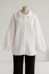 Kolucu Lastikli Çift Cepli Düğmeli Buklet Ceket Ekru
