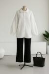 Kolucu Lastikli Çift Cepli Düğmeli Buklet Ceket Ekru